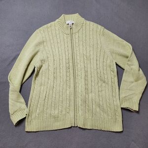 Tradition Collections Lime / Yellow Zip-Up Cardigan Sweater Sz XL